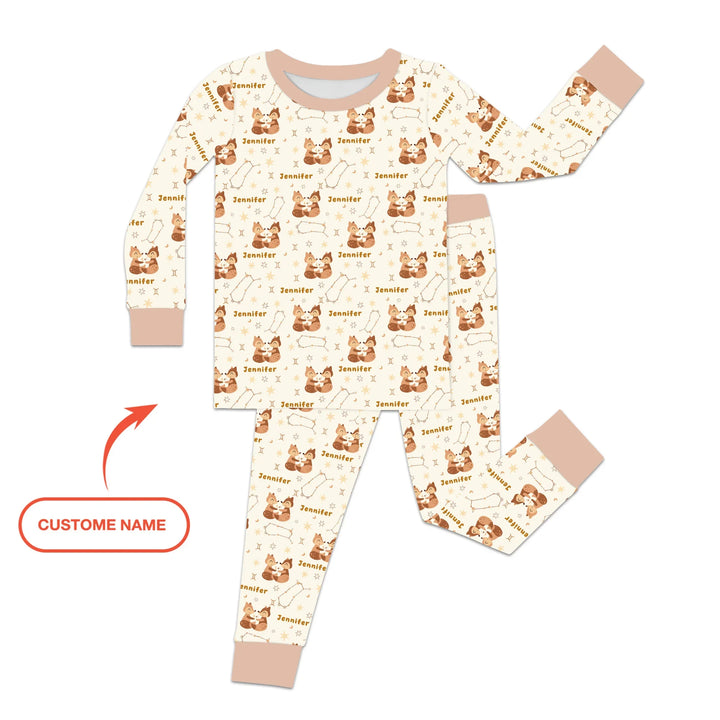 Zweiteiliges Langarm-Pyjama-Set mit Sommerfrüchten