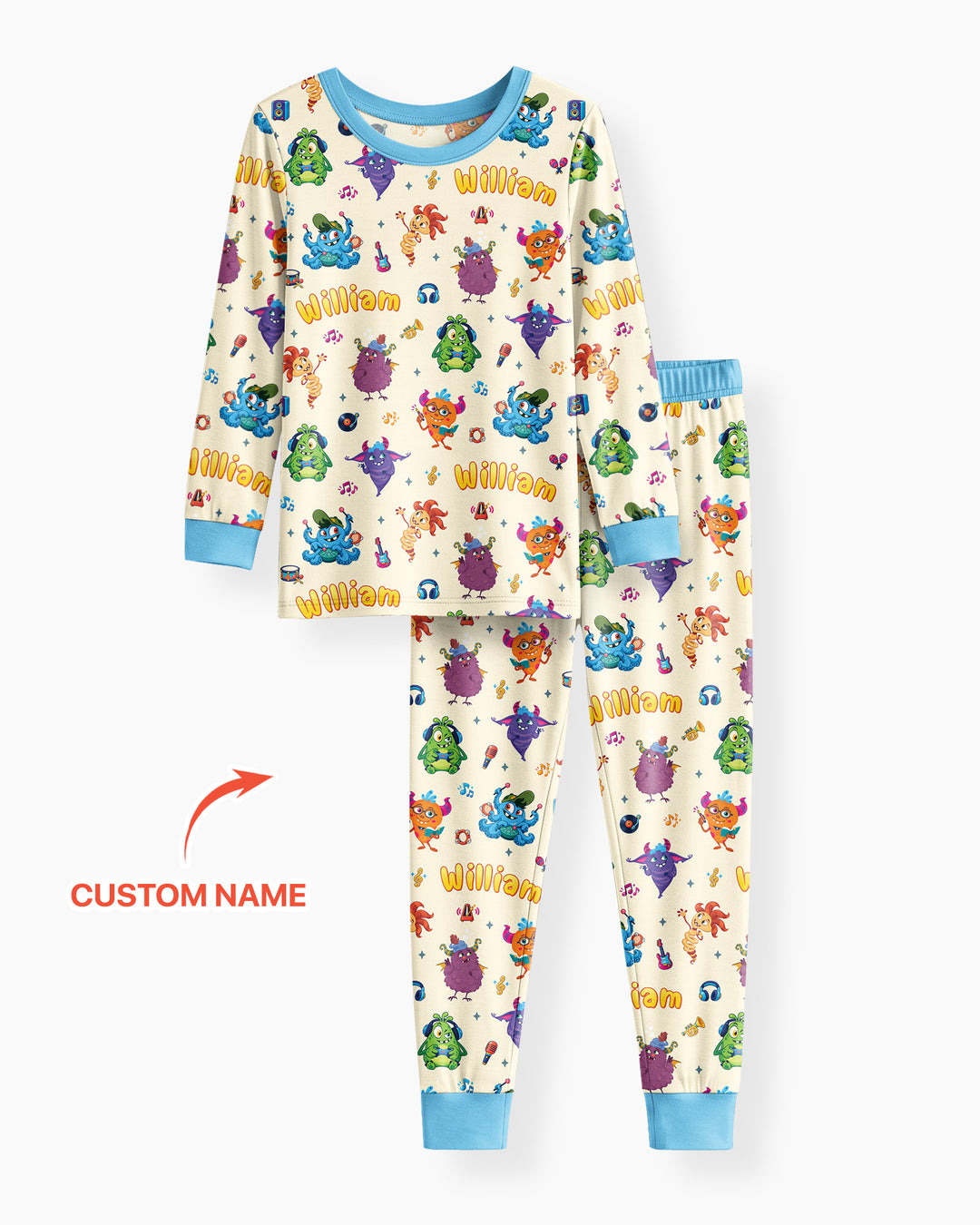 Happy Little Monster Music Band Bamboo Two Piece Long Sleeve Pajama Set