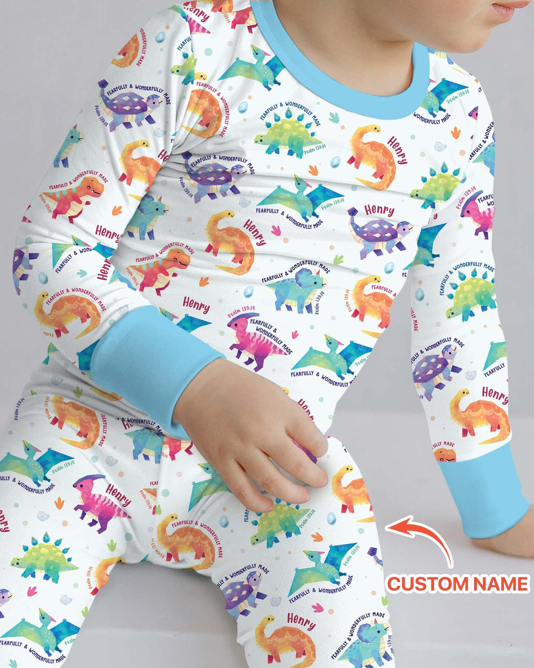 Fearfully & Wonderfully Made Custom Name Boy Bamboo Two Piece Long Sleeve Pajama Set