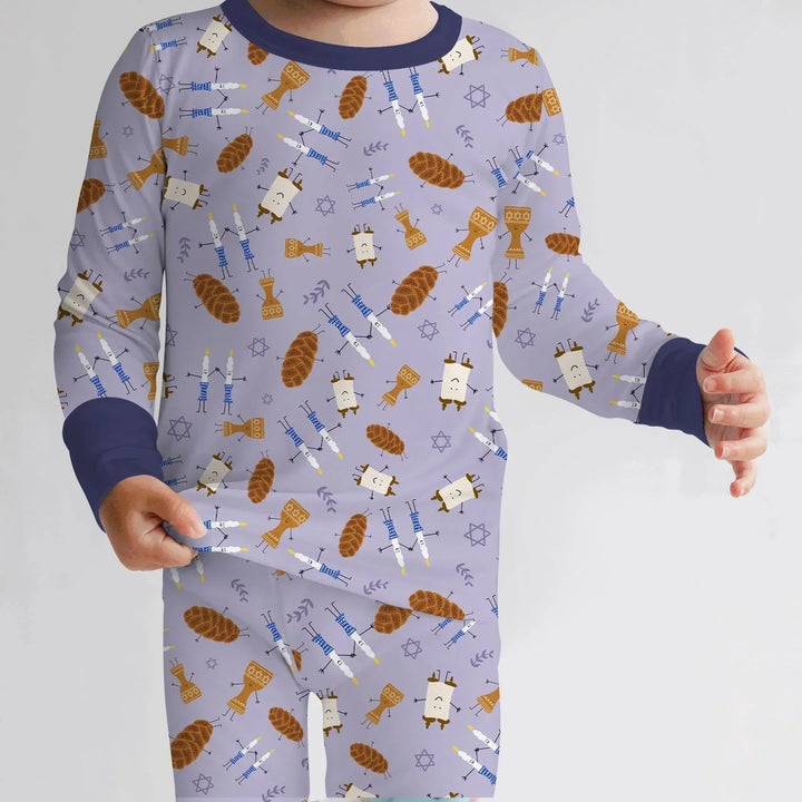 Zweiteiliges Langarm-Pyjama-Set mit Sommerfrüchten