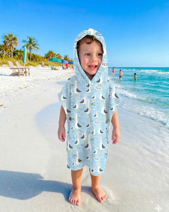 Funny Seagull MOM Bamboo Swim Poncho