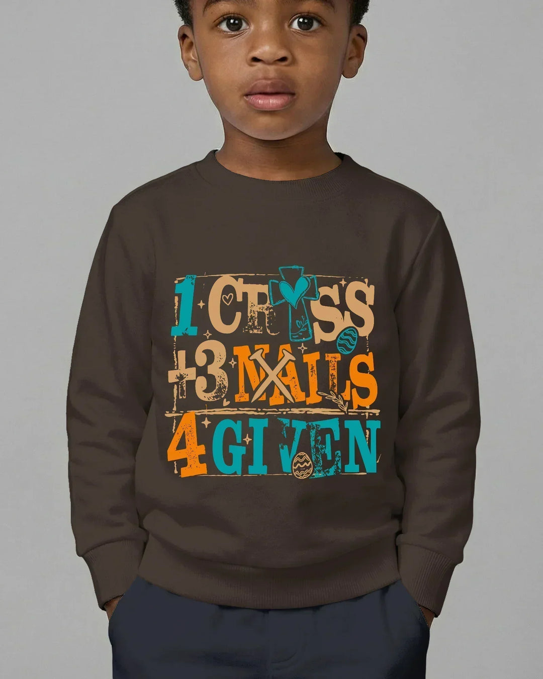 1 Cross 3 Nägel 4 Gegeben Bambus Rundhals-Sweatshirt