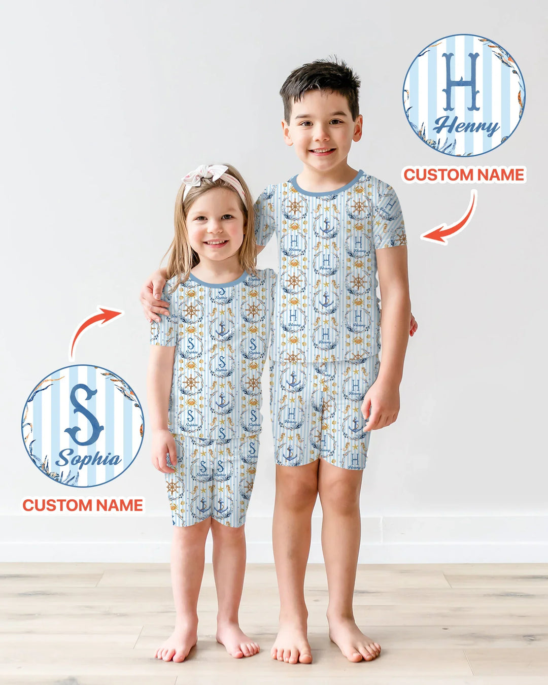 Zweiteiliges Pyjama-Set mit kurzen Ärmeln und Shorts im Sommer-Design