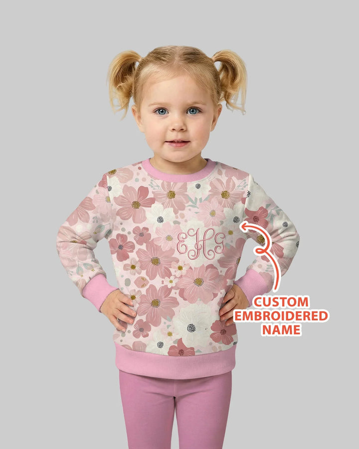 Individuell besticktes Sweatshirt mit floralem Bambus-Rundhalsausschnitt