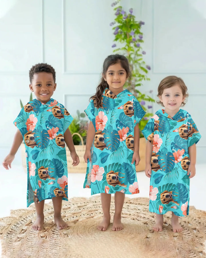 Hawaiianischer Badeponcho für Hunde aus Bambus mit individuellem Foto