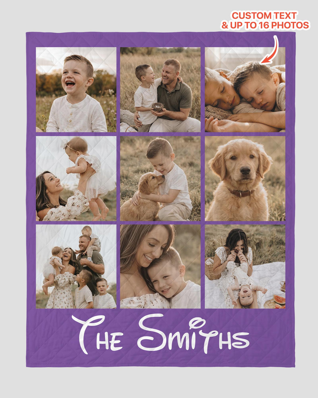 Custom Photo Collage Family Bamboo Quilt Blanket