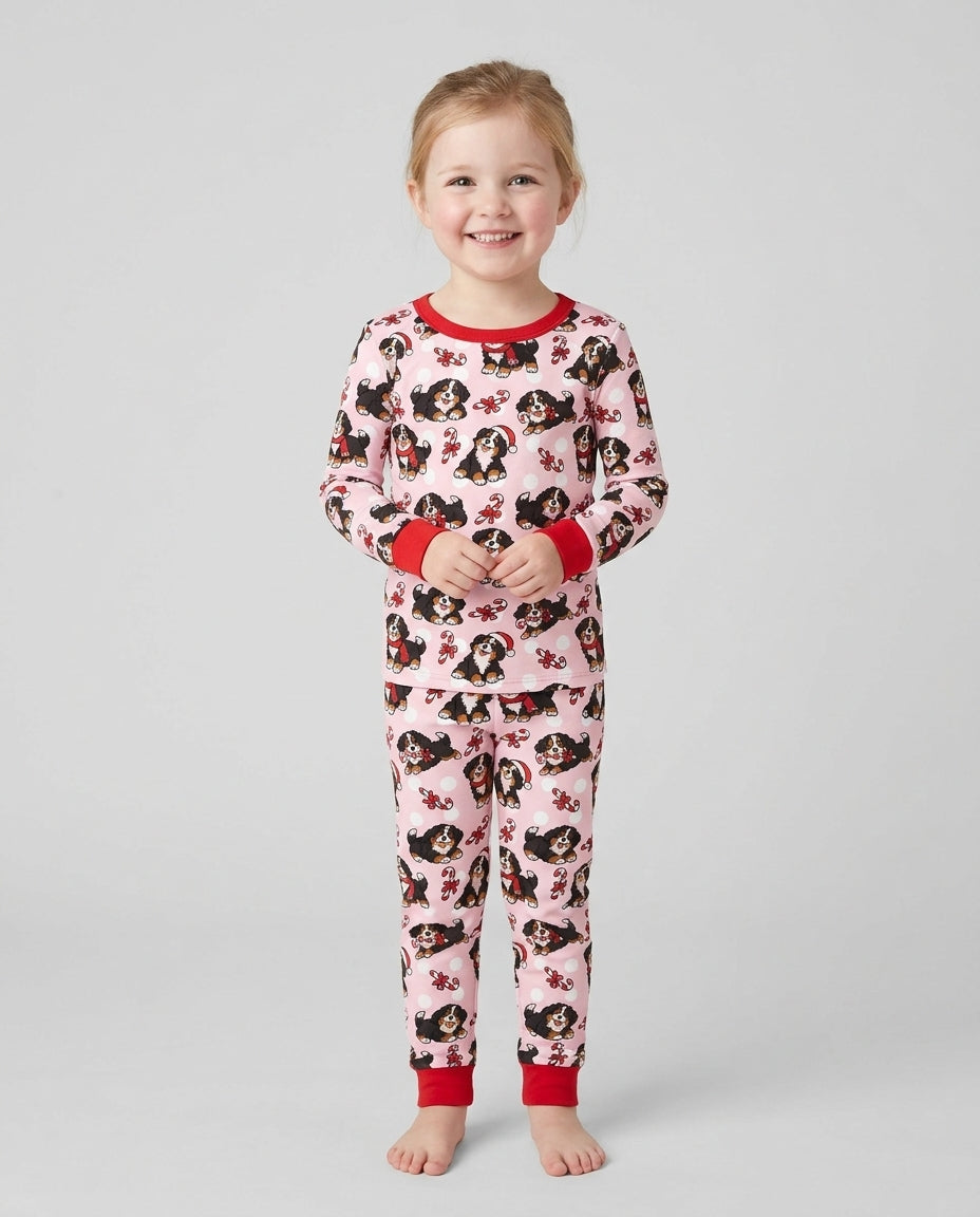 Holiday Bernese Mountain Christmas Dog Bamboo Two Piece Long Sleeve Pajama Set