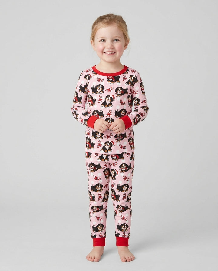 Holiday Bernese Mountain Christmas Dog Bamboo Two Piece Long Sleeve Pajama Set