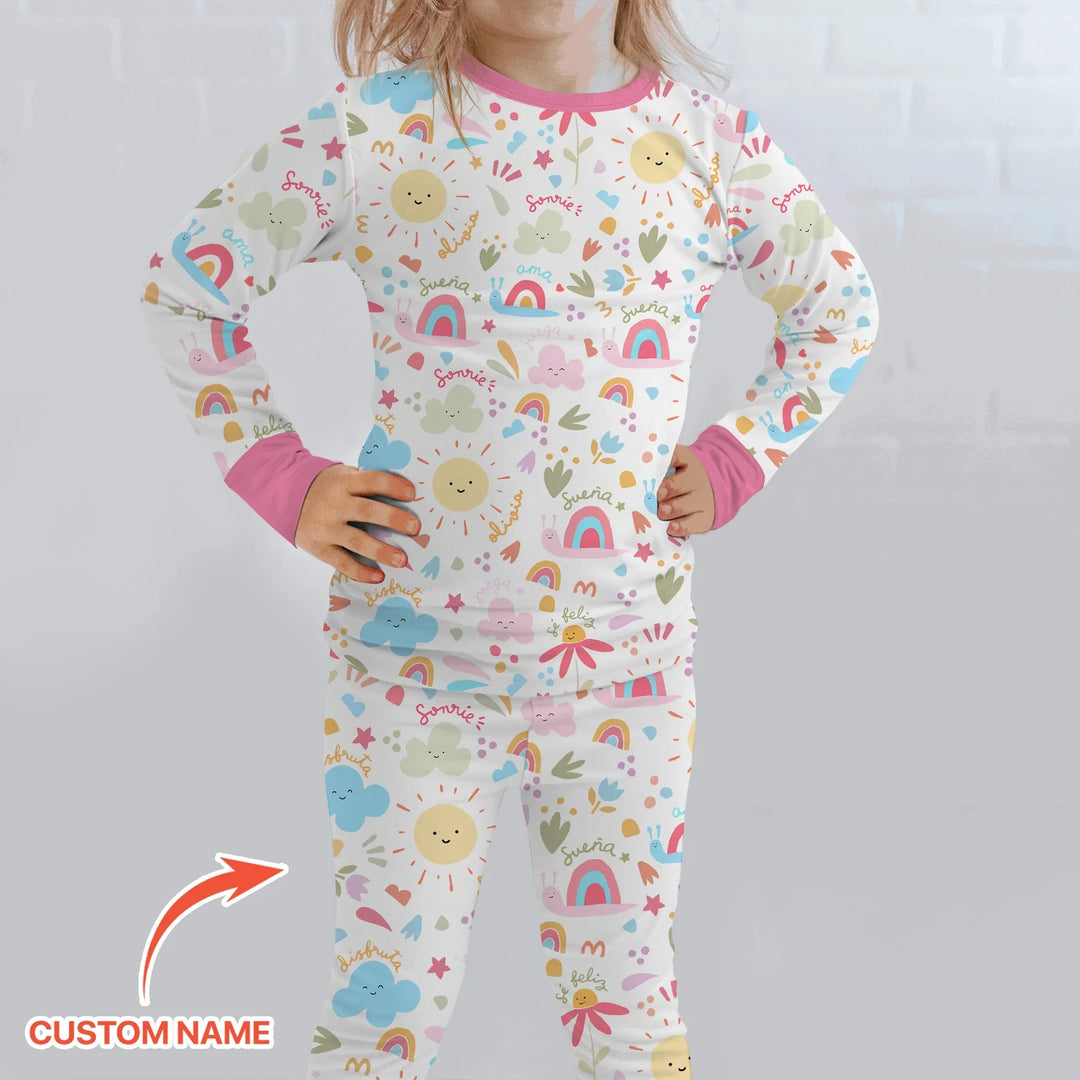 Zweiteiliges Langarm-Pyjama-Set mit Sommerfrüchten