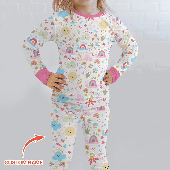 Zweiteiliges Langarm-Pyjama-Set mit Sommerfrüchten