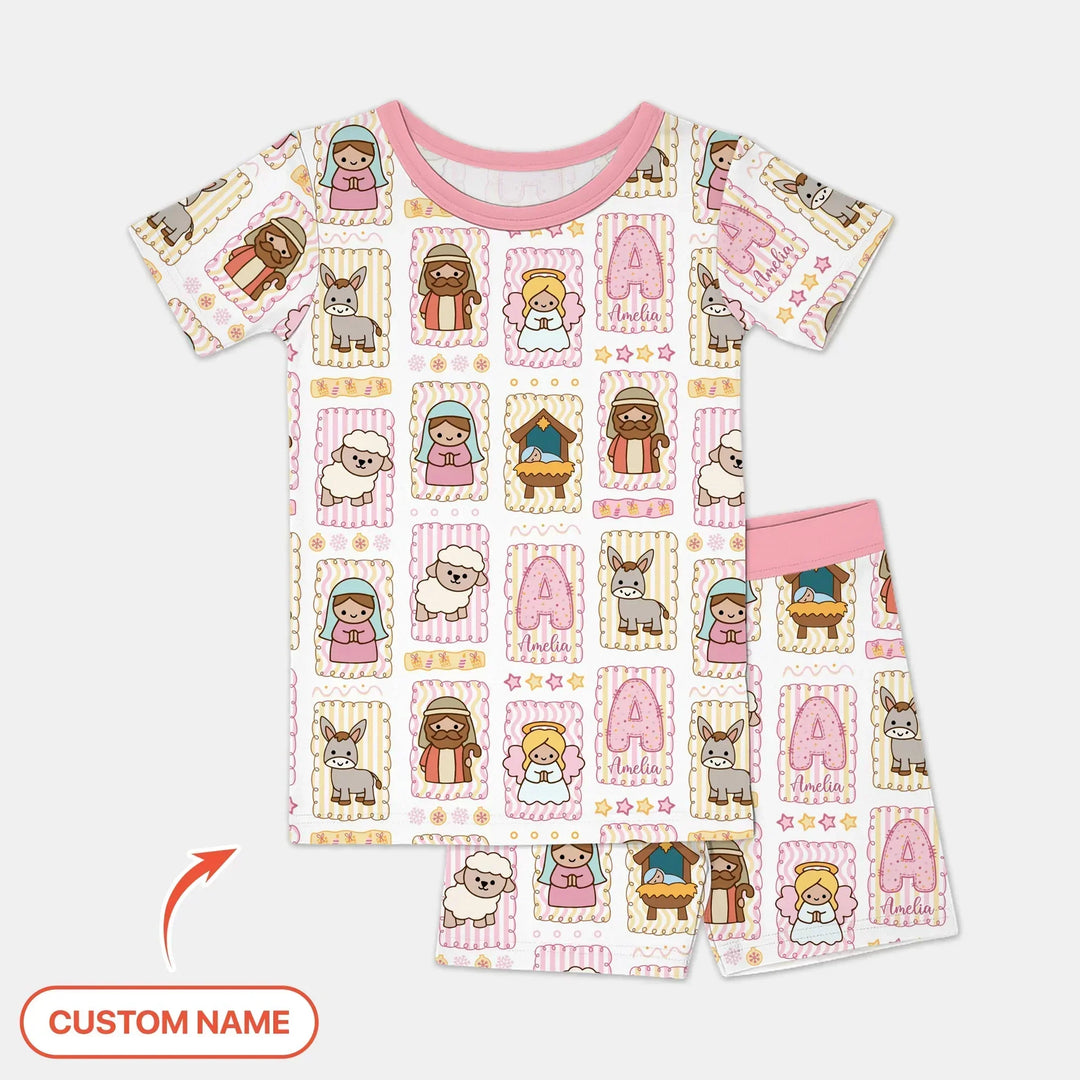Zweiteiliges Pyjama-Set mit kurzen Ärmeln und Shorts im Sommer-Design