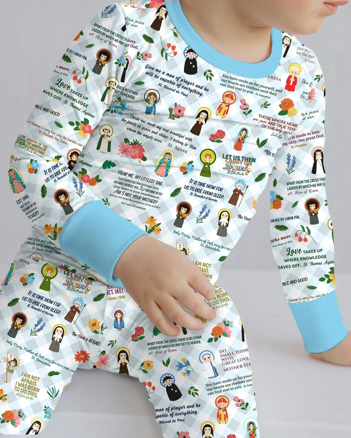 Catholic Saint Quotes Bamboo Two Piece Long Sleeve Pajama Set