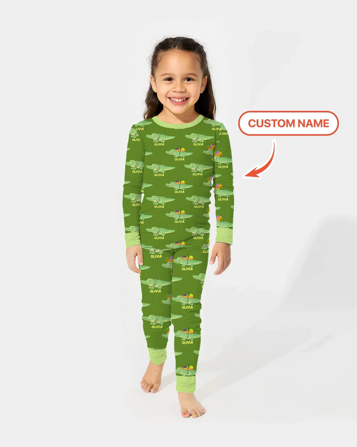 Zweiteiliges Langarm-Pyjama-Set mit Sommerfrüchten