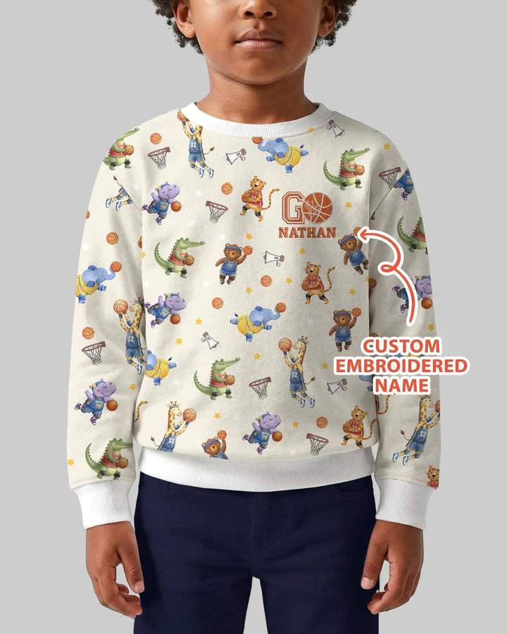 Benutzerdefinierter Name besticktes Wild Hoops Showdown Bambus Crewneck Sweatshirt