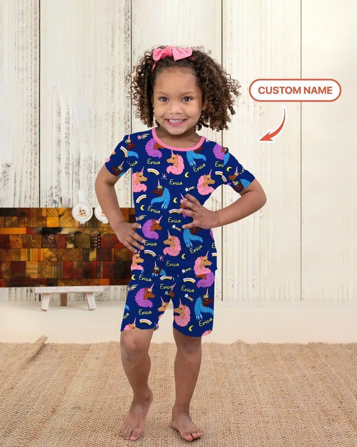 Zweiteiliges Pyjama-Set mit kurzen Ärmeln und Shorts im Sommer-Design