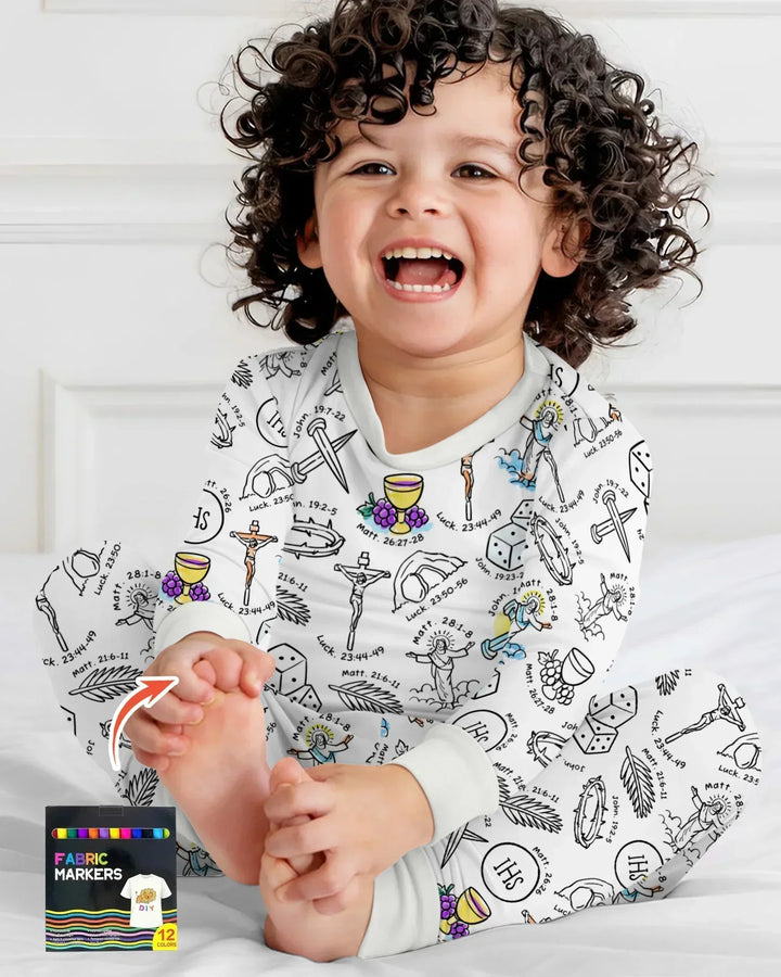 Zweiteiliges Langarm-Pyjama-Set mit Sommerfrüchten