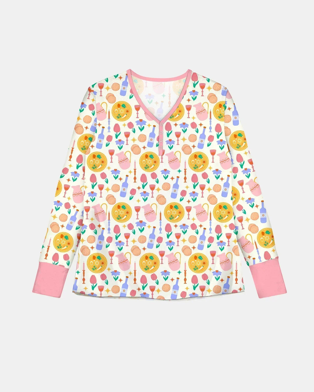 Pessach Sameach Passende Familien-Pyjama-Set aus Bambus für Damen