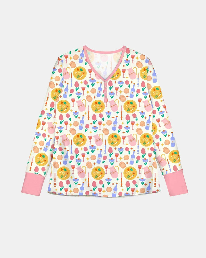 Pessach Sameach Passende Familien-Pyjama-Set aus Bambus für Damen