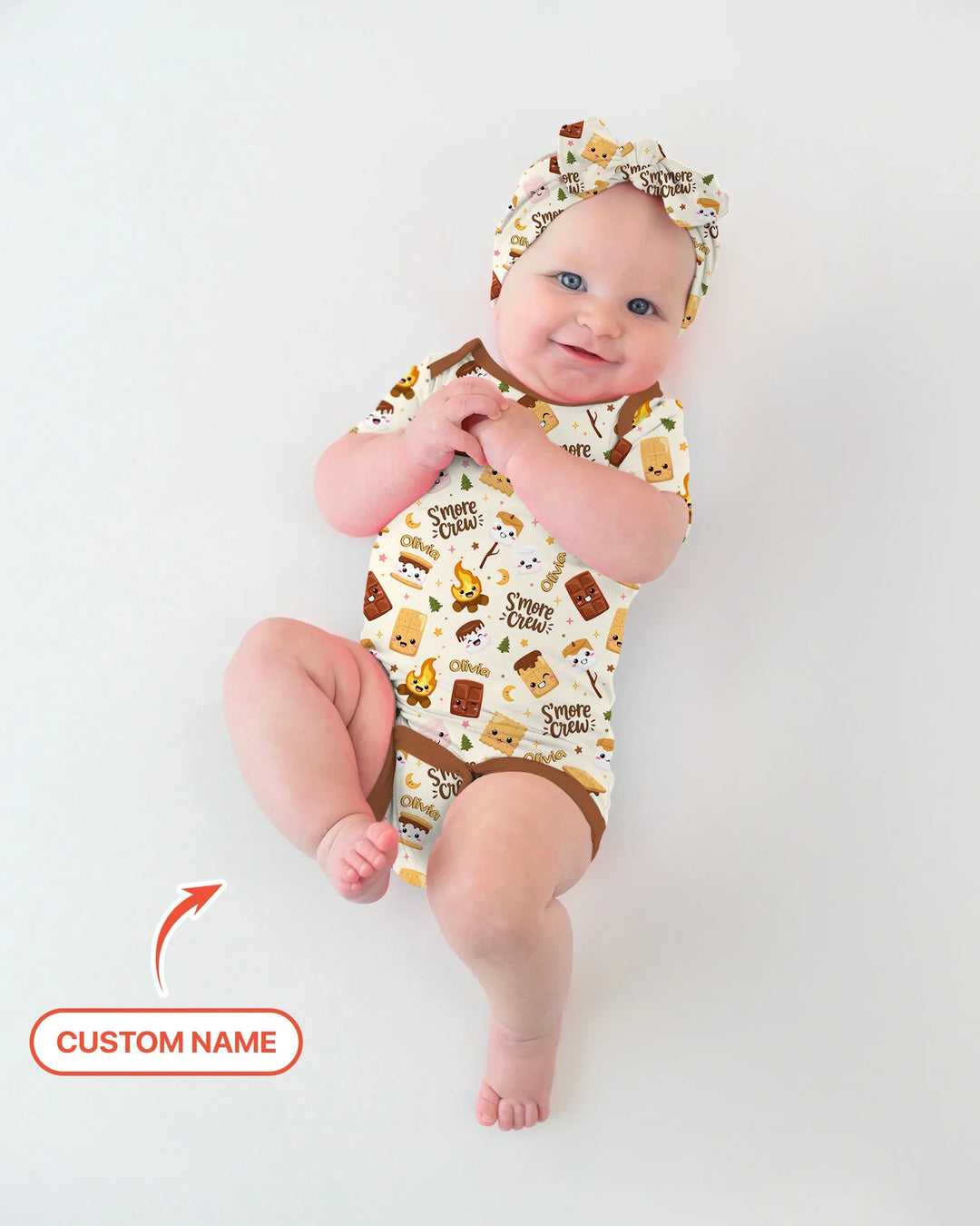 Custom Name Kawaii S'more Crew Family Matching Bamboo Bodysuit