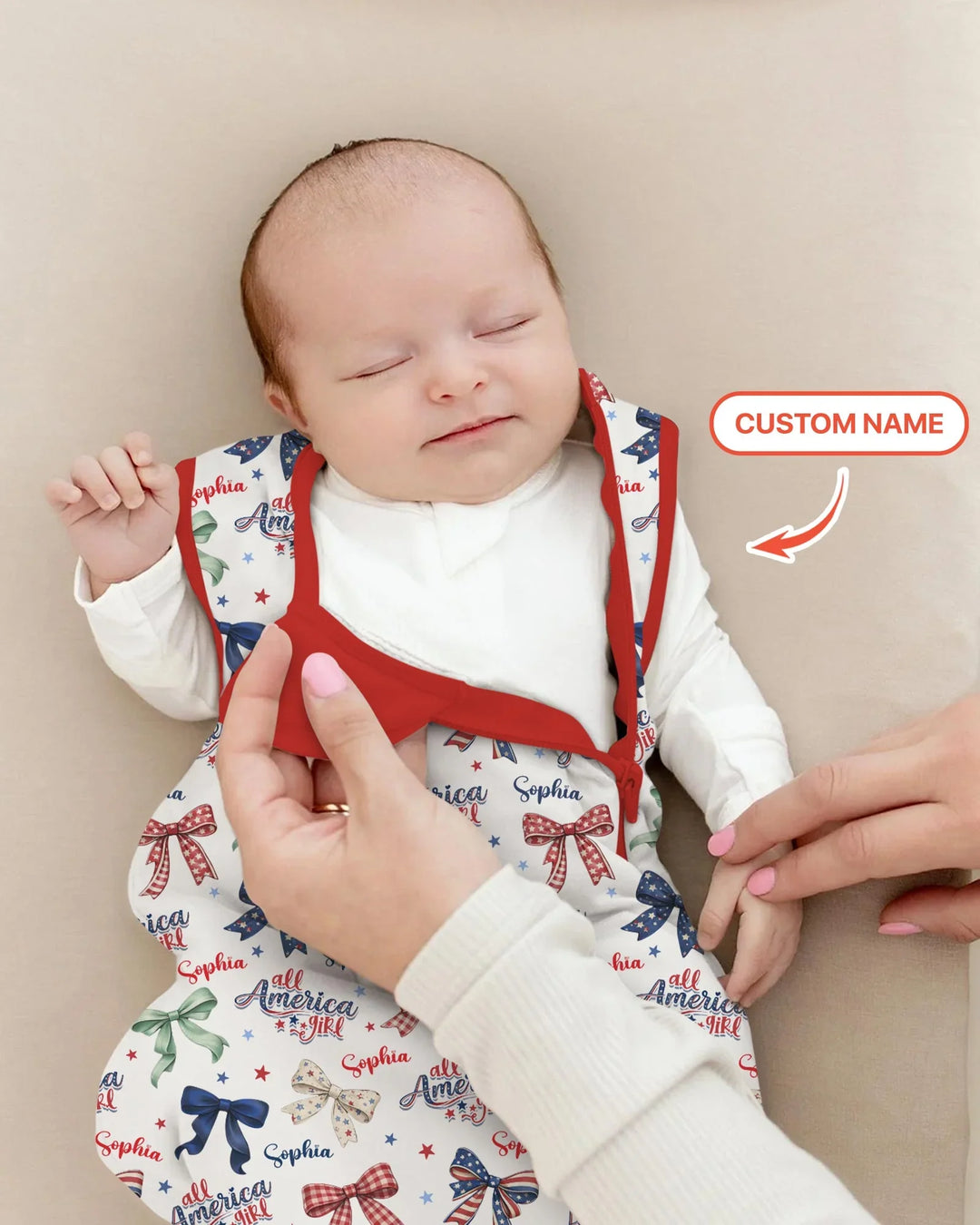 Custom Name All American Girl Bamboo Sleep Bag