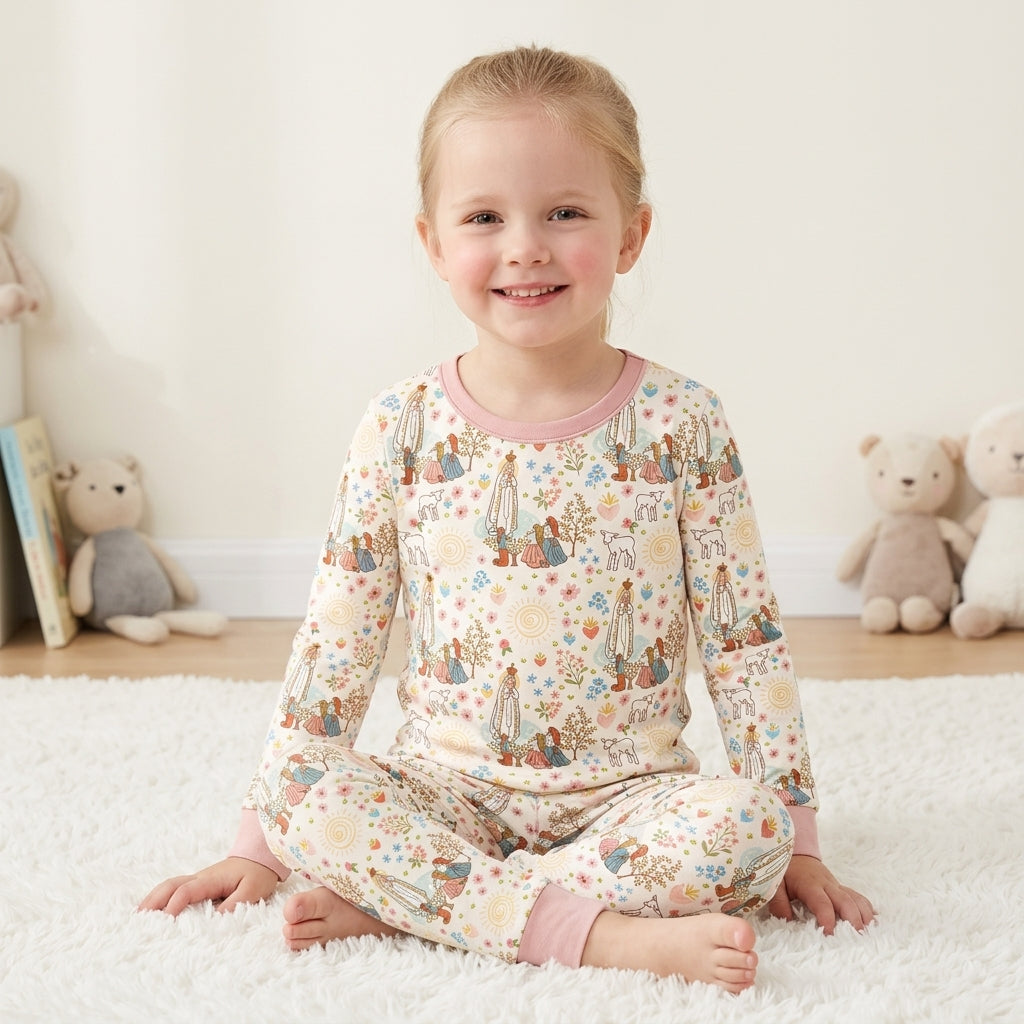 Our Lady of Fatima Bamboo Two Piece Long Sleeve Pajama Set
