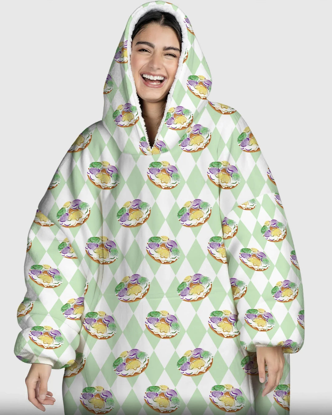 Mardi Gras Donut Tragbarer Bambus-Decken-Hoodie