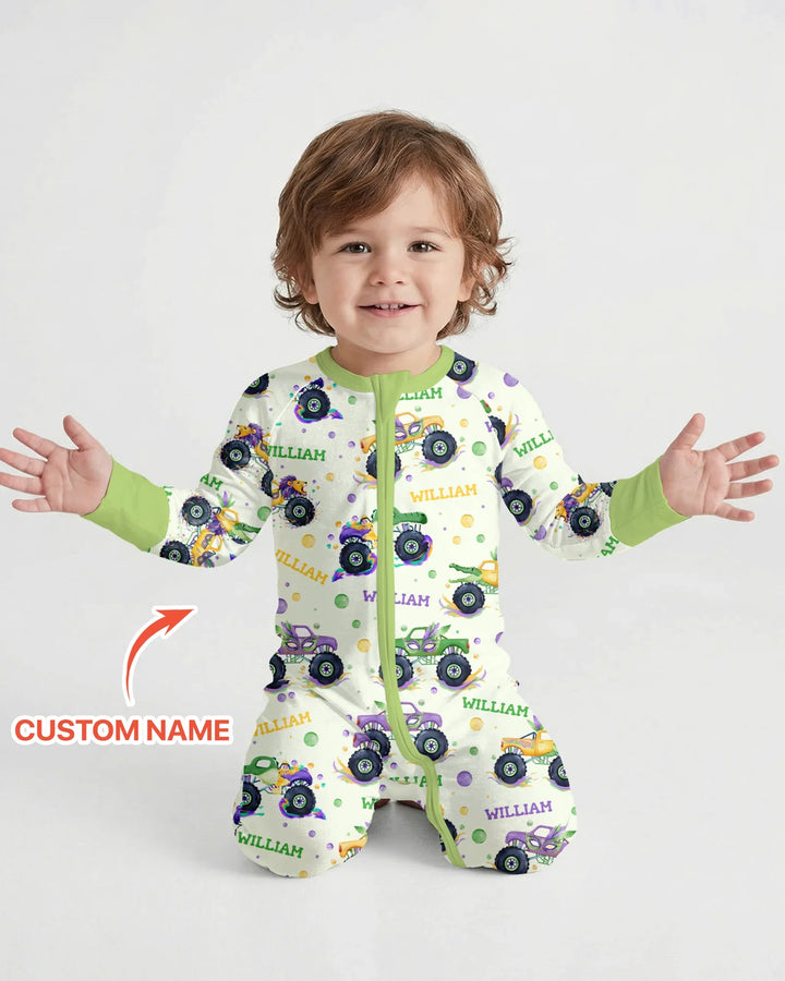 Custom Name Mardi Gras Monster Trucks Bamboo Convertible Zippy