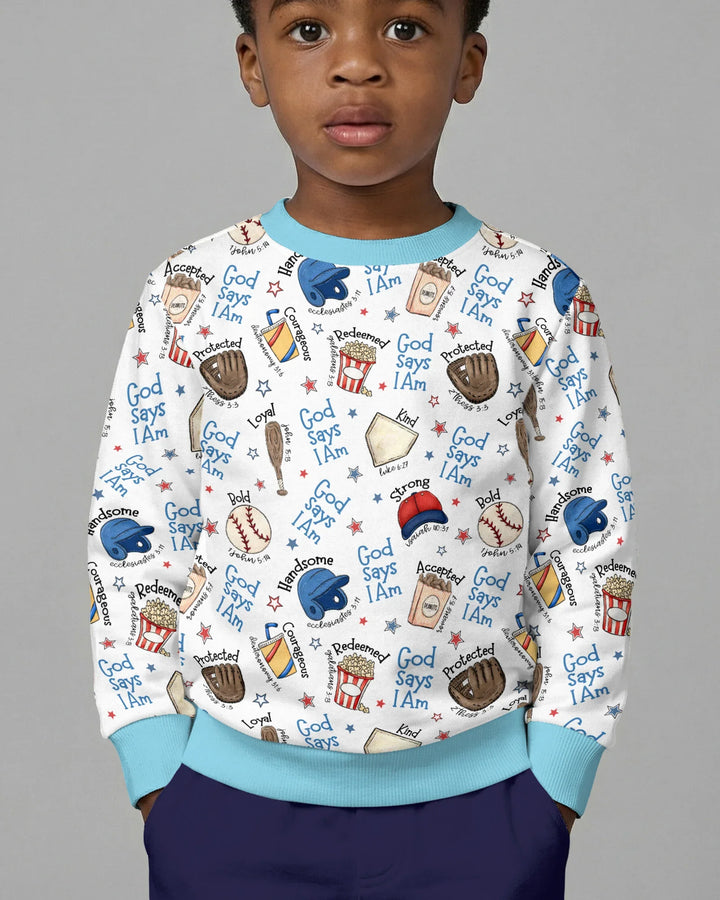 Baseball-Sweatshirt mit Rundhalsausschnitt aus Bambus und christlichem Motiv