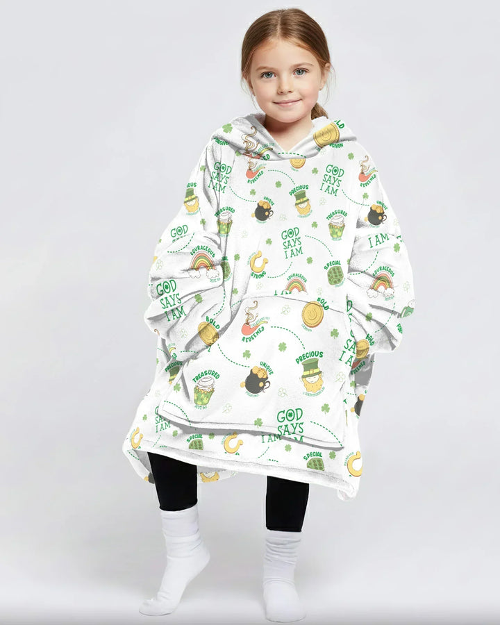 St. Patrick's Day Gott sagt, ich bin tragbare Bambusdecke Hoodie