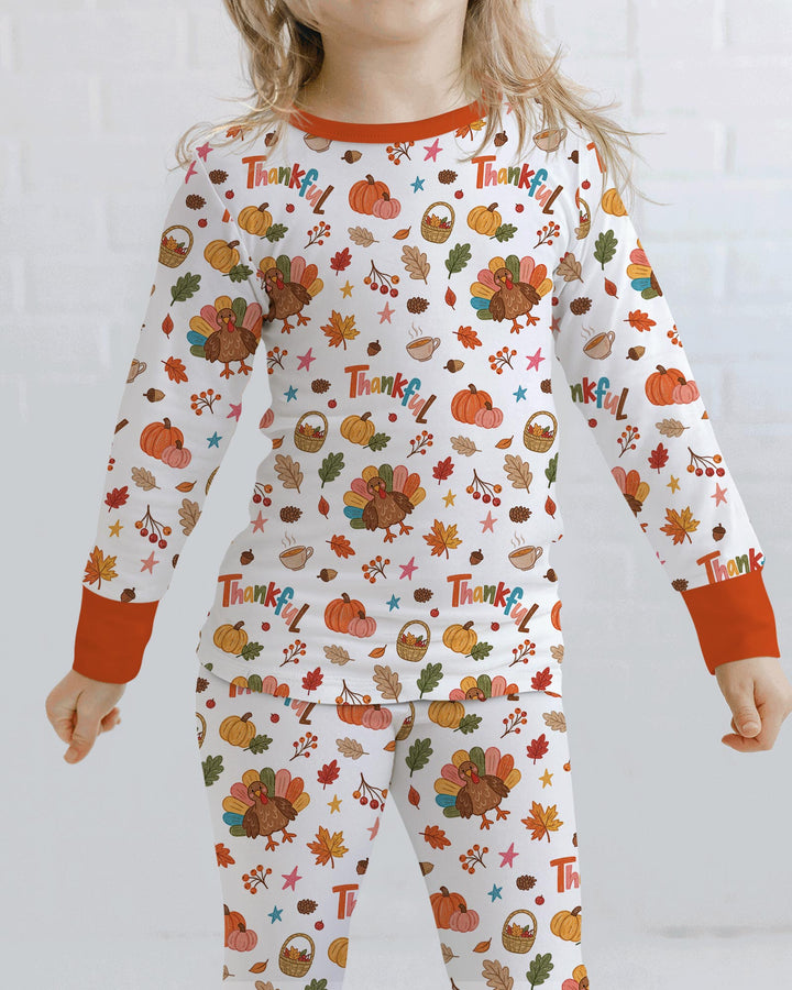 Thankful Turkey Bamboo Two Piece Long Sleeve Pajama Set