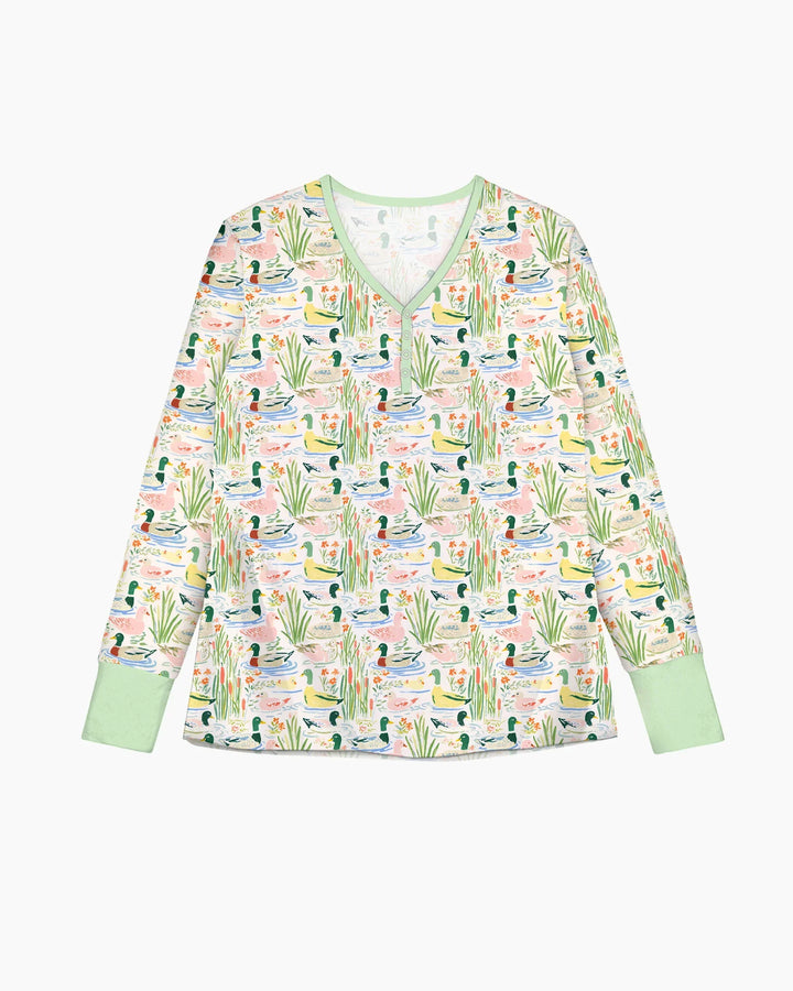 Ausgefallenes Stockenten-Pyjama-Set aus Bambus für Damen