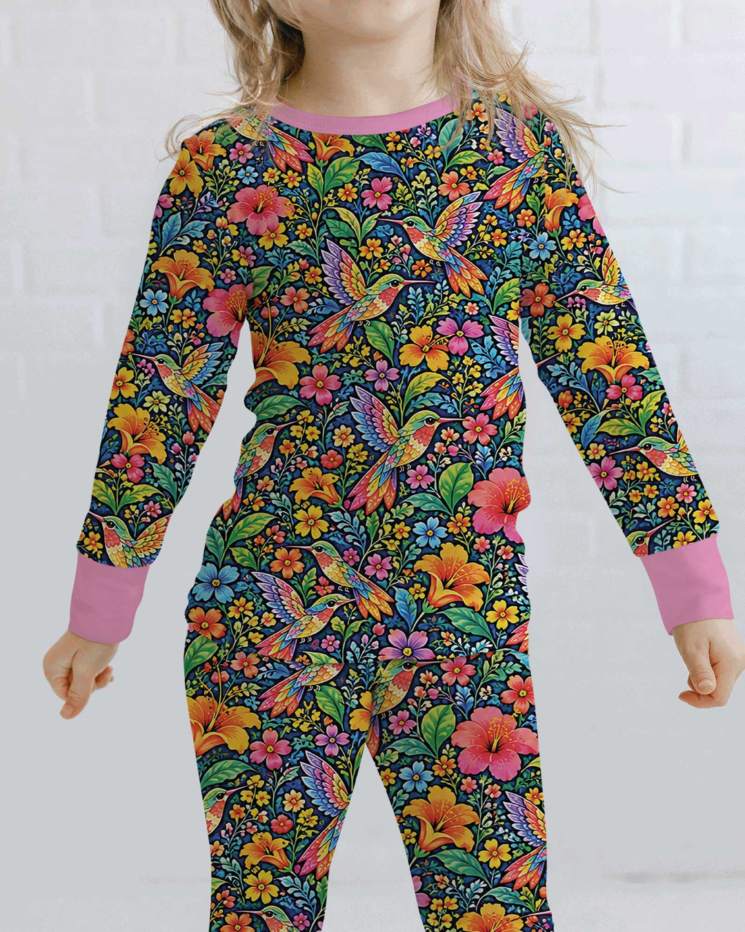Hummingbird Paradise Bamboo Two Piece Long Sleeve Pajama Set