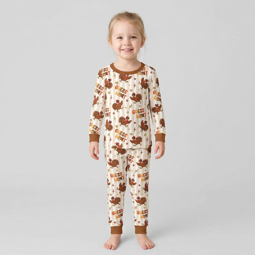 Guess What Turkey Butt Bamboo Two Piece Long Sleeve Pajama Set
