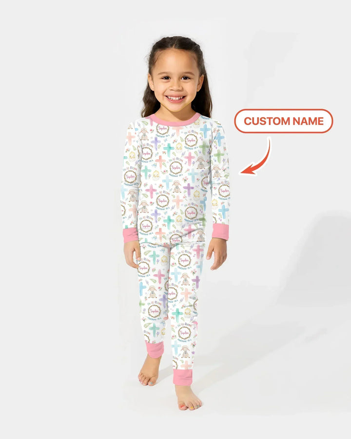 Zweiteiliges Langarm-Pyjama-Set mit Sommerfrüchten