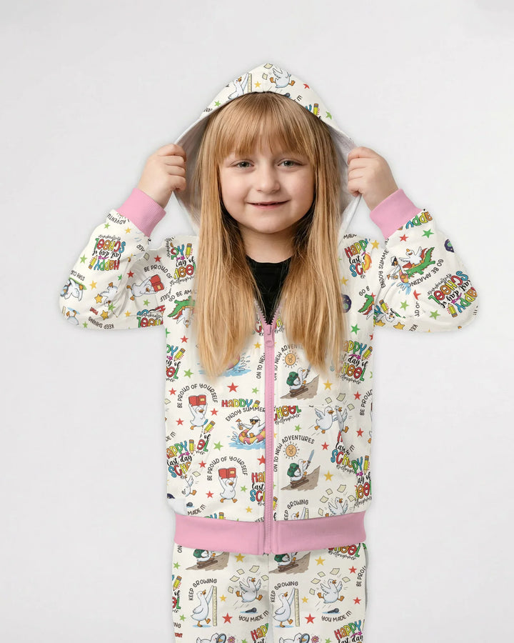 Silly Goose Happy Last Day of School Bambus-Kapuzenjacke mit Reißverschluss