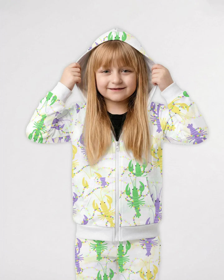 Mardi Gras Langusten Familie Partnerlook Bambus Reißverschluss-Hoodie