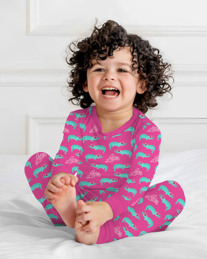 Zweiteiliges Langarm-Pyjama-Set mit Sommerfrüchten