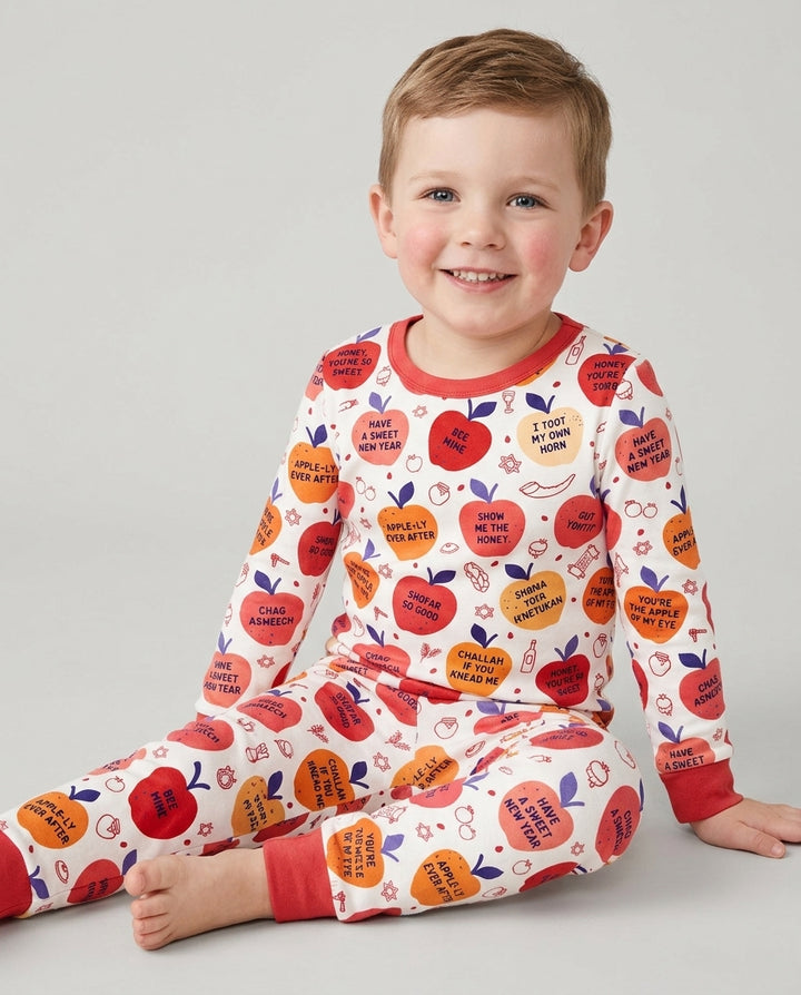 Rosh Hashanah Funny Jewish Puns Bamboo Two Piece Long Sleeve Pajama Set