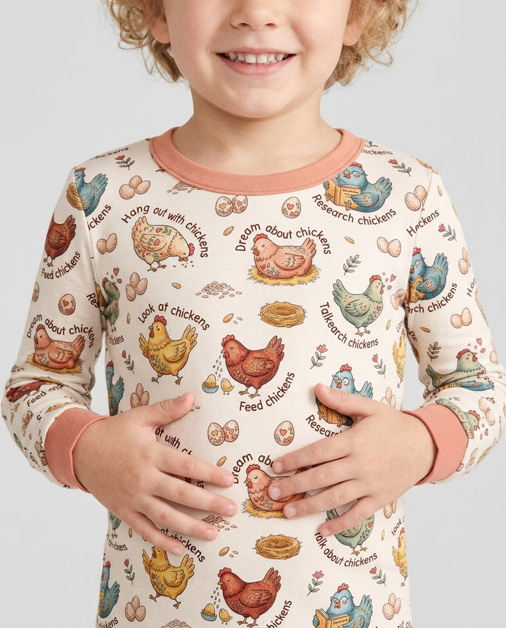 Zweiteiliges Langarm-Pyjama-Set mit Sommerfrüchten
