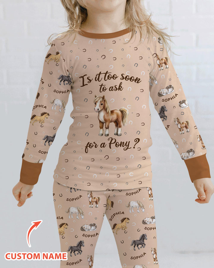 Custom Name Is It Too Soon to Ask for a Pony Bamboo Two Piece Long Sleeve Pajama Set