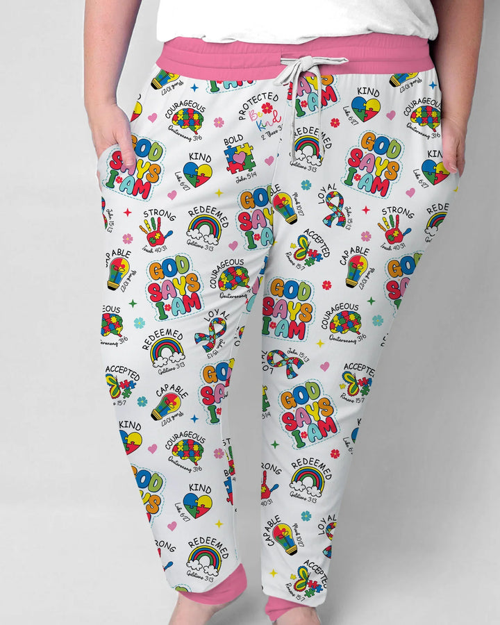 Gott sagt, ich bin Autismus-Bewusstsein Bambus Damen Pyjama Set