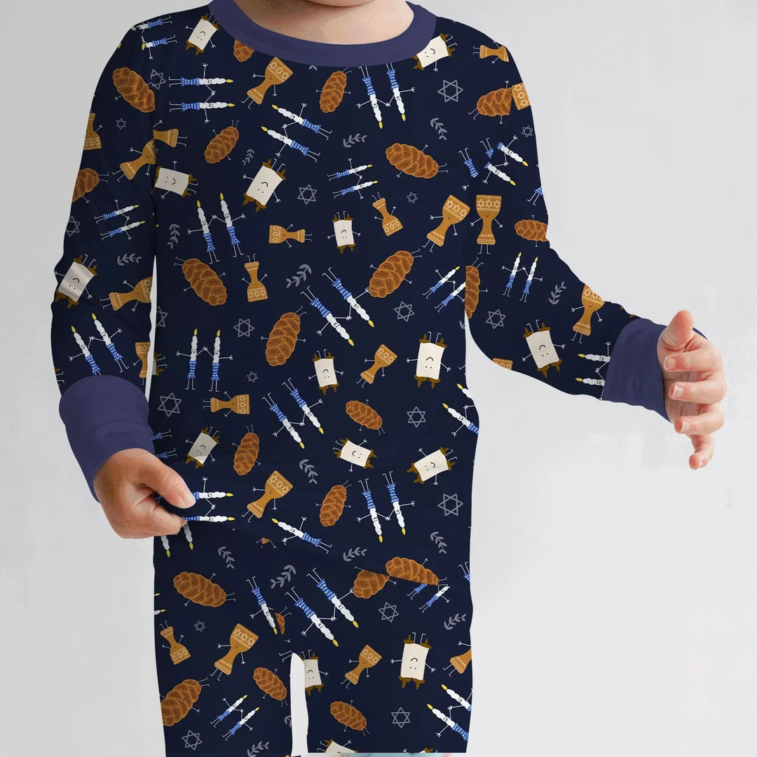 Zweiteiliges Langarm-Pyjama-Set mit Sommerfrüchten