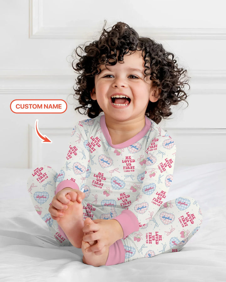 Zweiteiliges Langarm-Pyjama-Set mit Sommerfrüchten