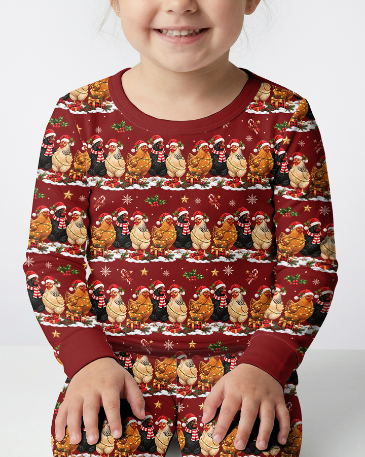 Farm Chicken Christmas Bamboo Two Piece Long Sleeve Pajama Set