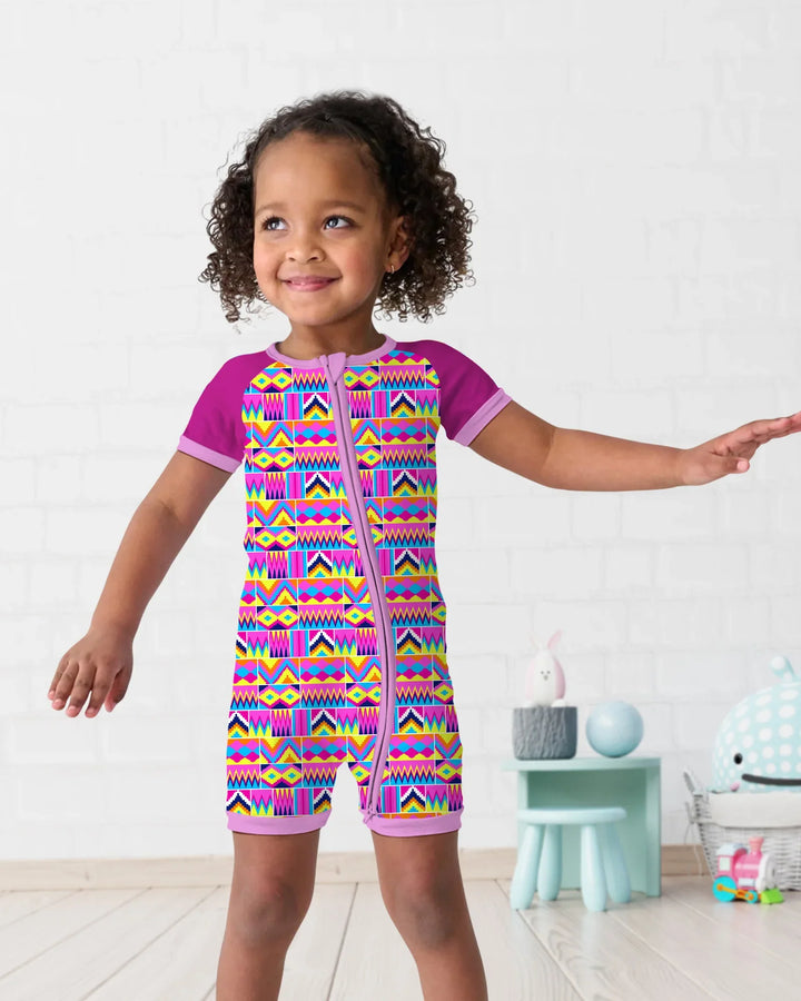 Kente Vibes Family Matching Bamboo Shorty Zippy