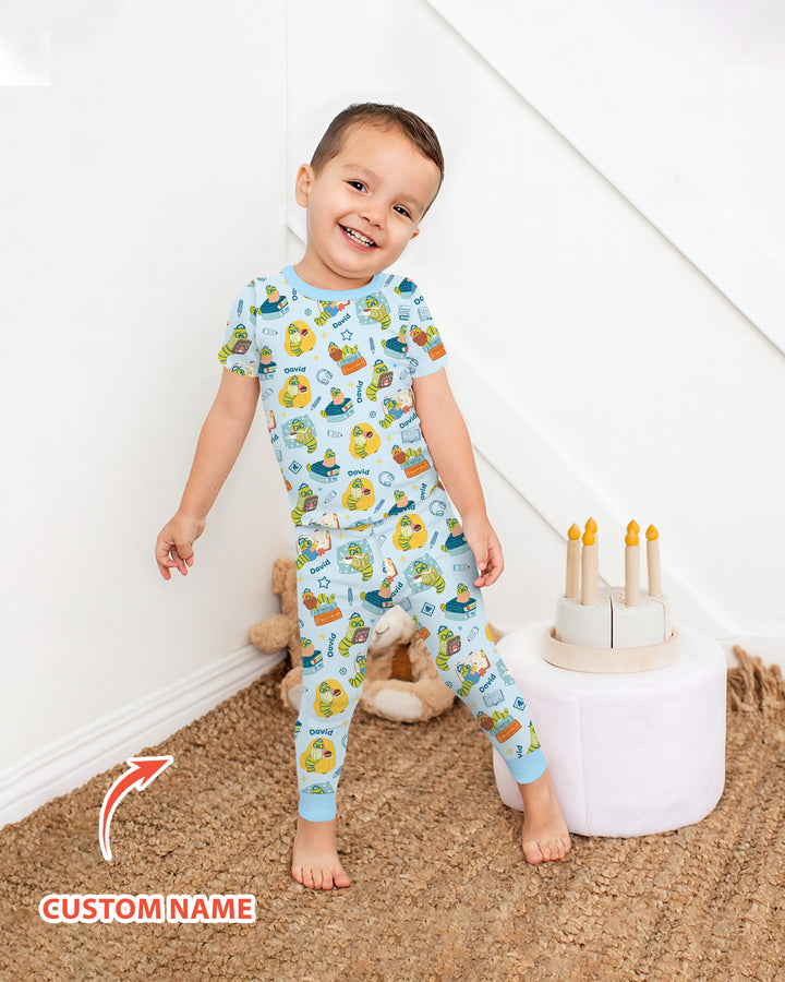 Little Book Worm Family Matching Bamboo Two Piece Short Sleeve Pajama Set