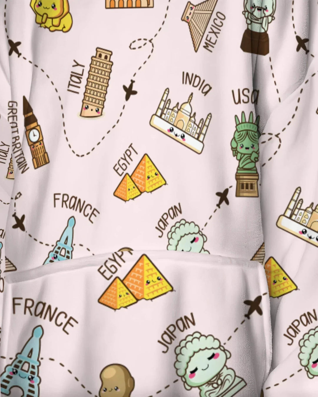 Kawaii World Tour Tragbarer Bambus-Deckenhoodie