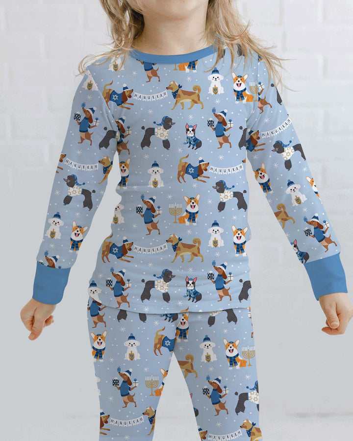 Hanukkah Dogs Bamboo Two Piece Long Sleeve Pajama Set