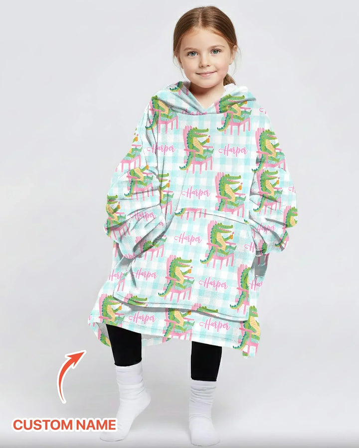 Personalisierbarer Name Preppy Later Gator Bambus Decken-Hoodie