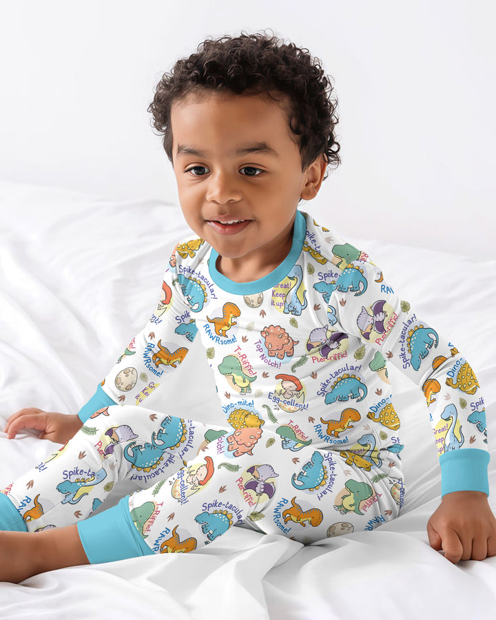 Cute Dinosaur Pun Bamboo Two Piece Long Sleeve Pajama Set